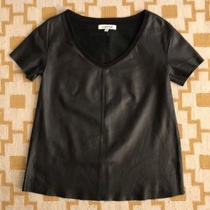 Elizabeth and James leather V-neck top